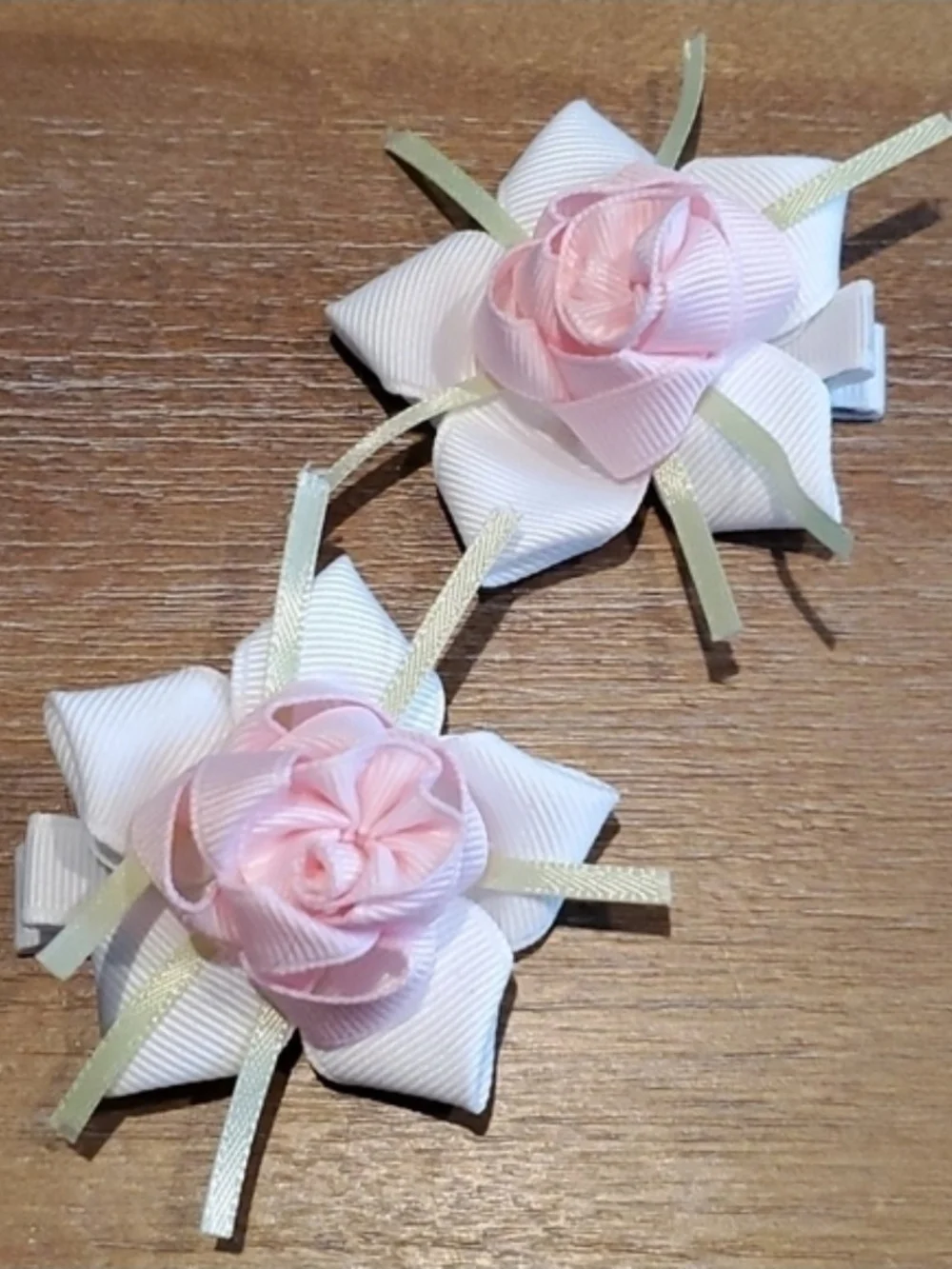 Pink Rose Hair Clips Set of 2 Kawaii Coquette Cottagecore Hair Bows